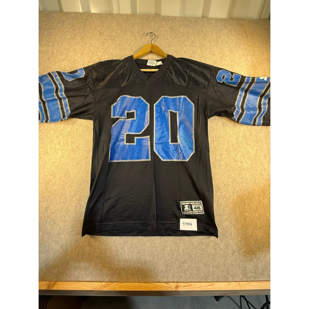 Vintage Starter Barry Sanders Detroit Lions Jersey Black 20 NFL 1995 Size 46 M